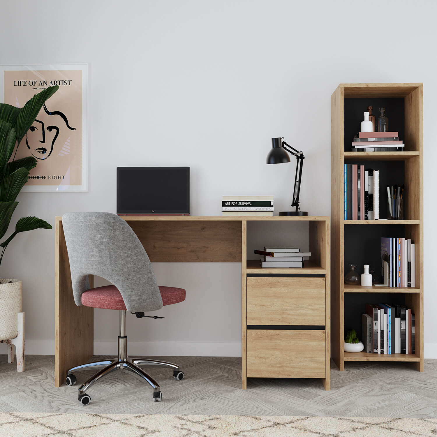 Bimossa T50 Kosta Kitaplıklı Çalışma Masası