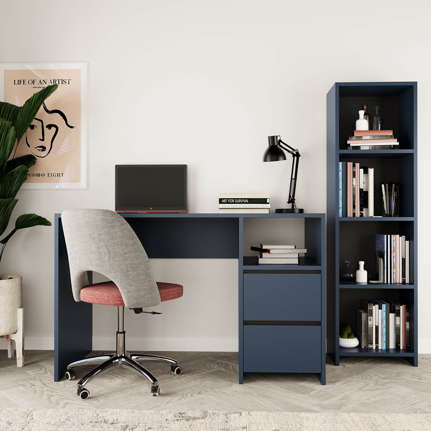 Bimossa T50 Kosta Kitaplıklı Çalışma Masası