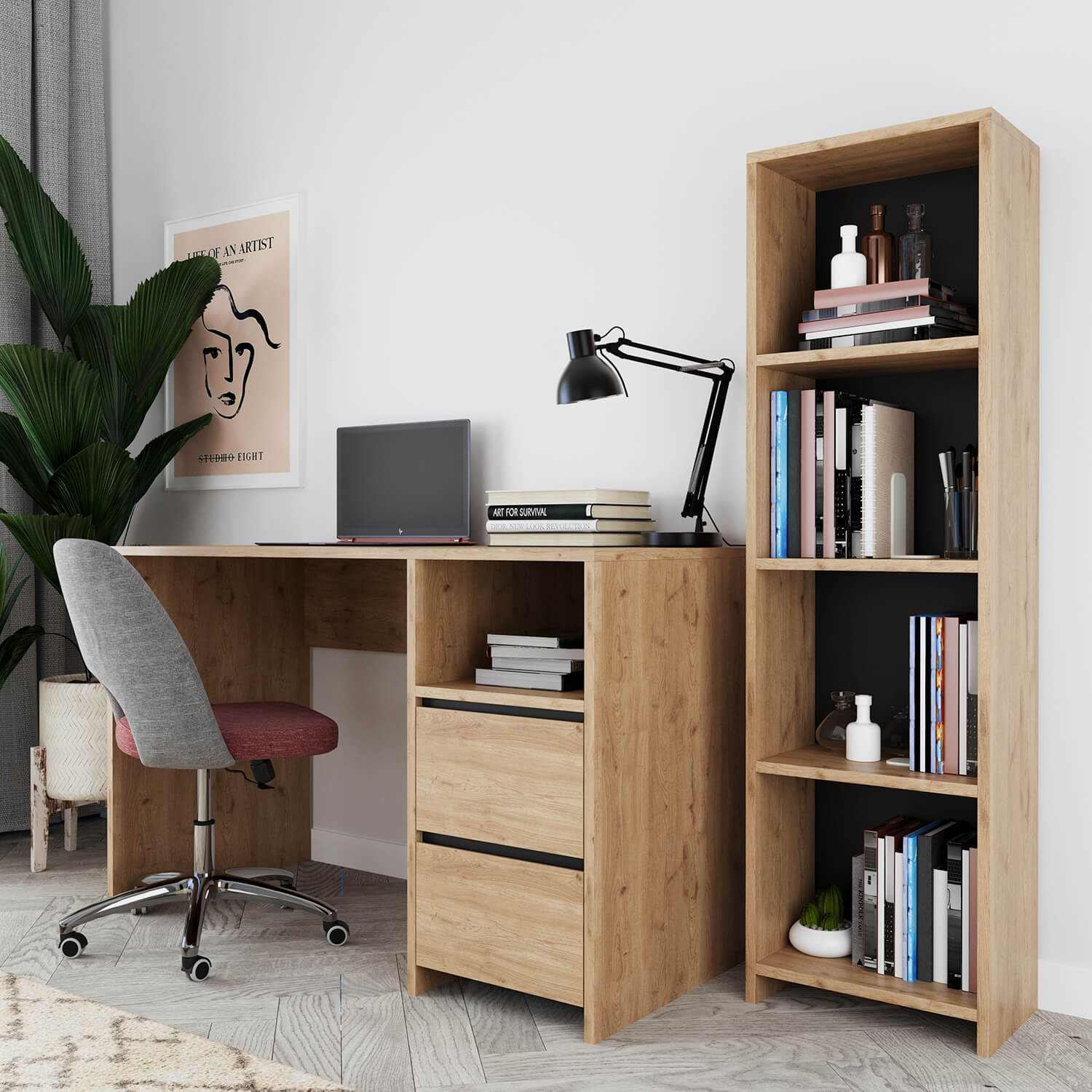 Bimossa T50 Kosta Kitaplıklı Çalışma Masası