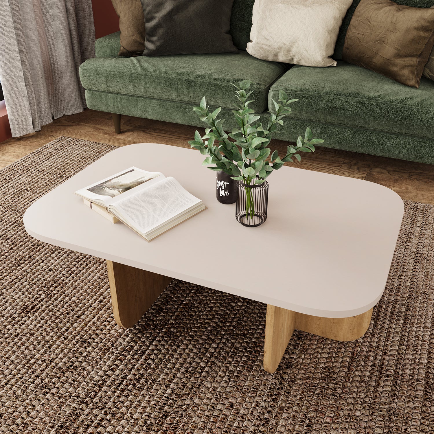 Bimossa O47 Beca Dikdörtgen Orta Sehpa 100 cm Meşe - Mavi - Tarçın