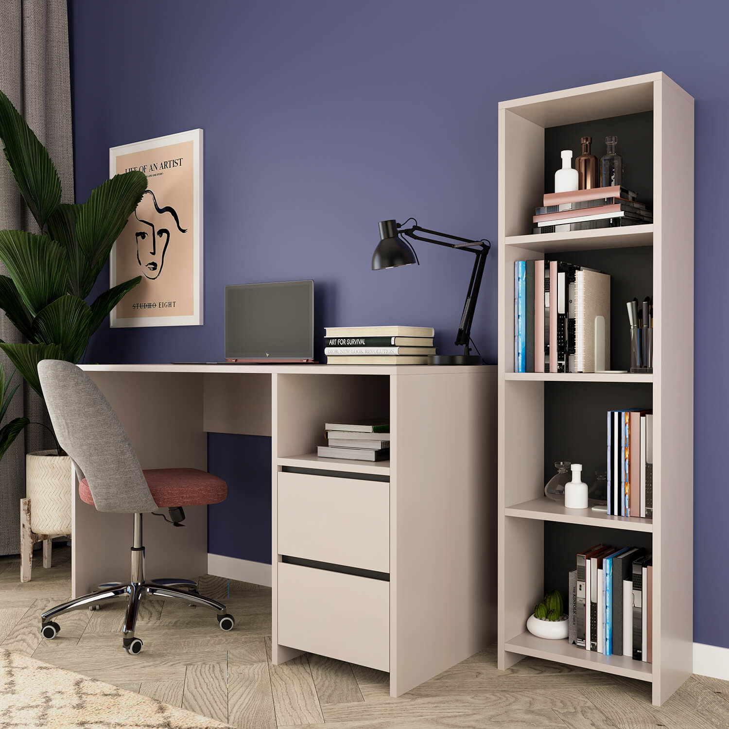Bimossa T50 Kosta Kitaplıklı Çalışma Masası