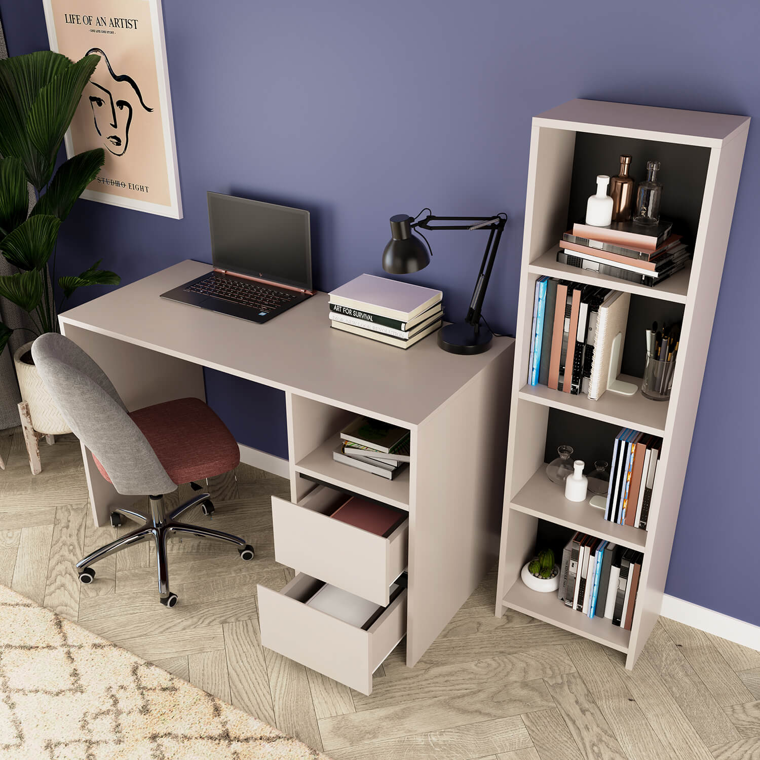 Bimossa T50 Kosta Kitaplıklı Çalışma Masası