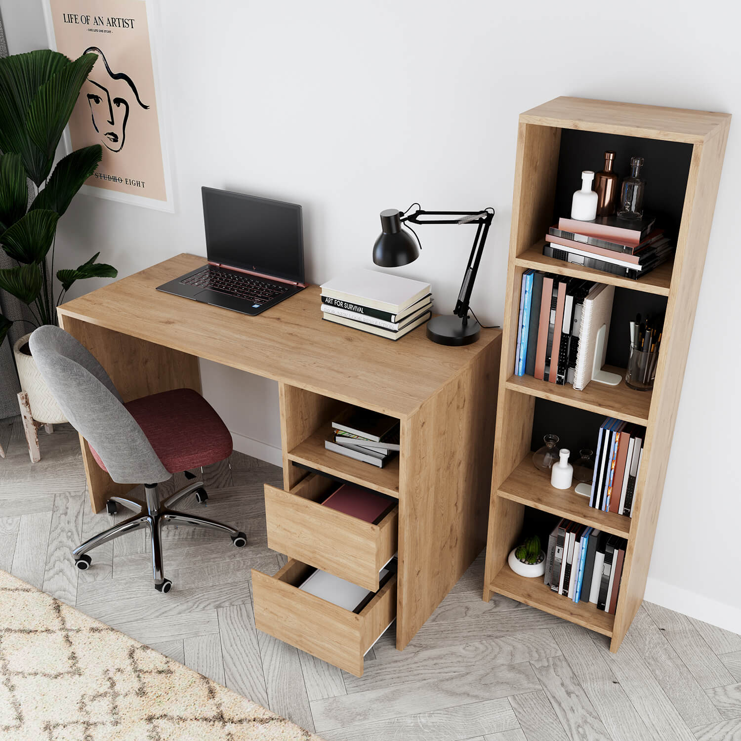 Bimossa T50 Kosta Kitaplıklı Çalışma Masası