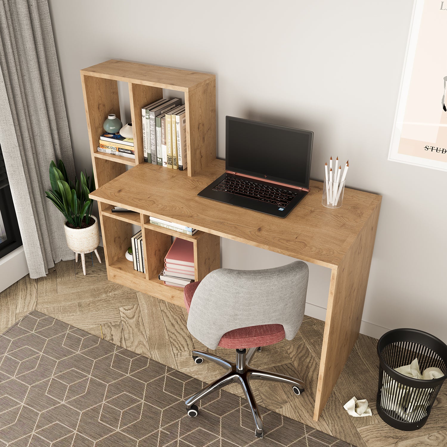 Bimossa T11 Dustin Kitaplıklı Çalışma Masası