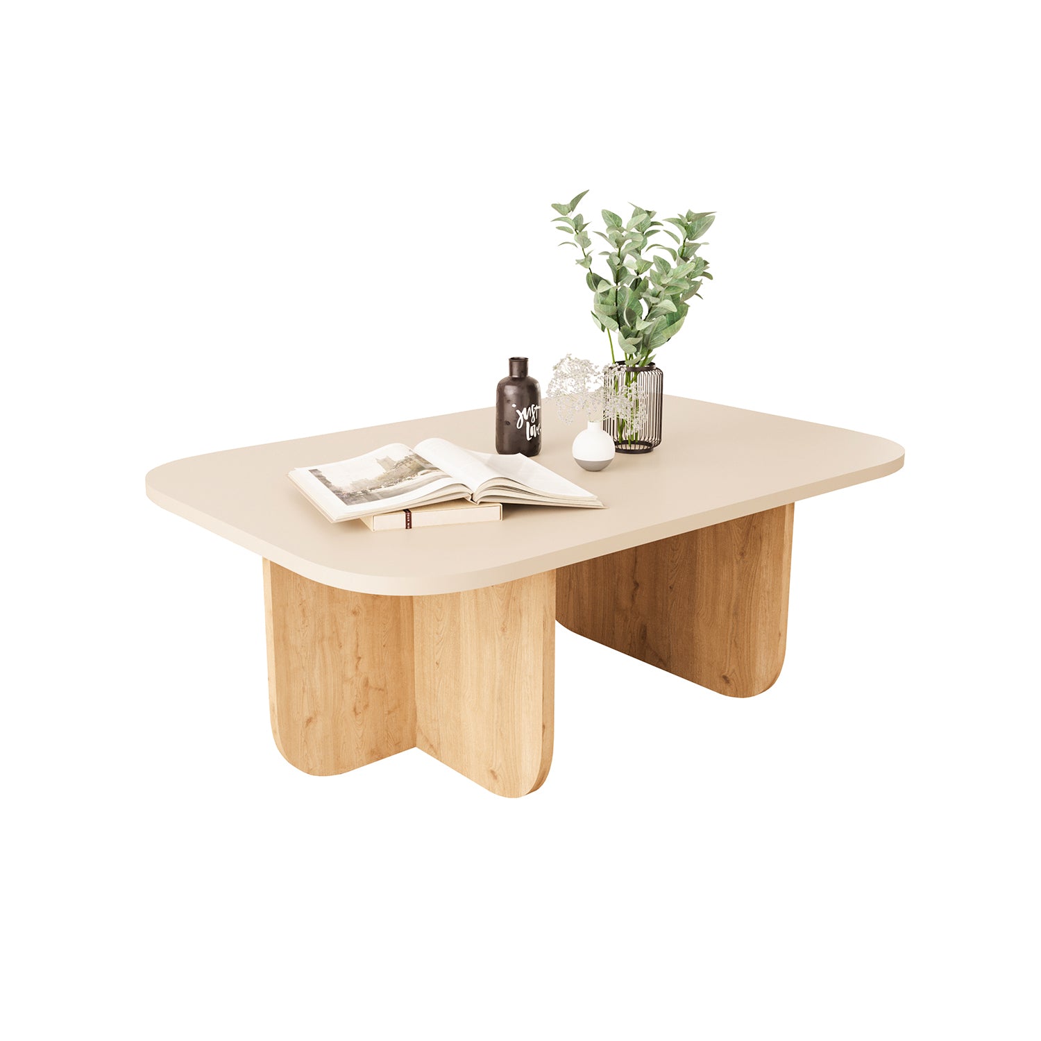 Bimossa O47 Beca Dikdörtgen Orta Sehpa 100 cm Meşe - Mavi - Tarçın