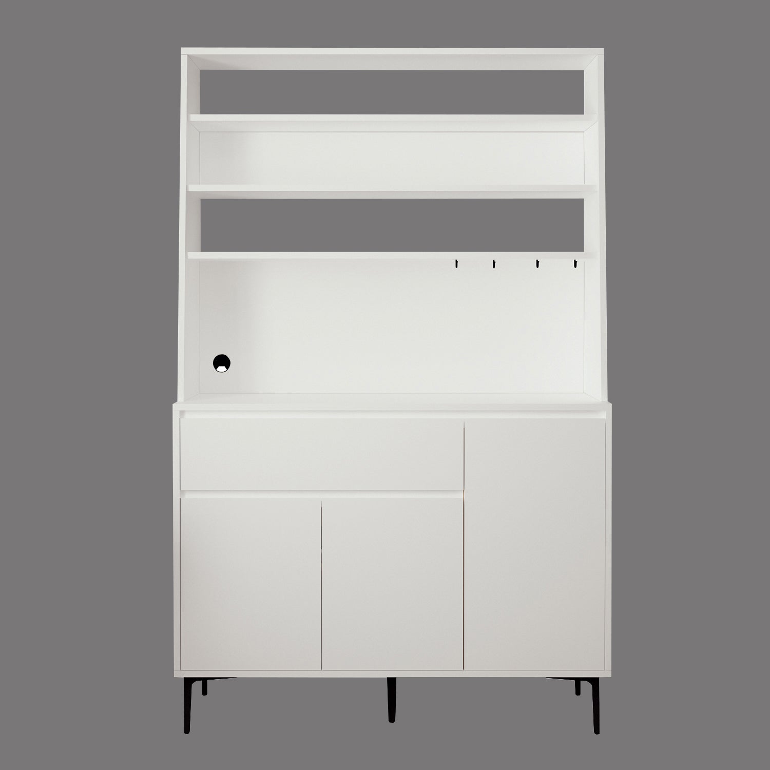 Bimossa Y61 Alba Ayaklı Çok Amaçlı Kahve Köşesi Dolabı, 120x187.5 cm, Kapaklı Raflı Mutfak Dolabı, Kahve İstasyonu, Kiler ve Organizer Dolabı, Mikrodalga & Airfryer Standı
