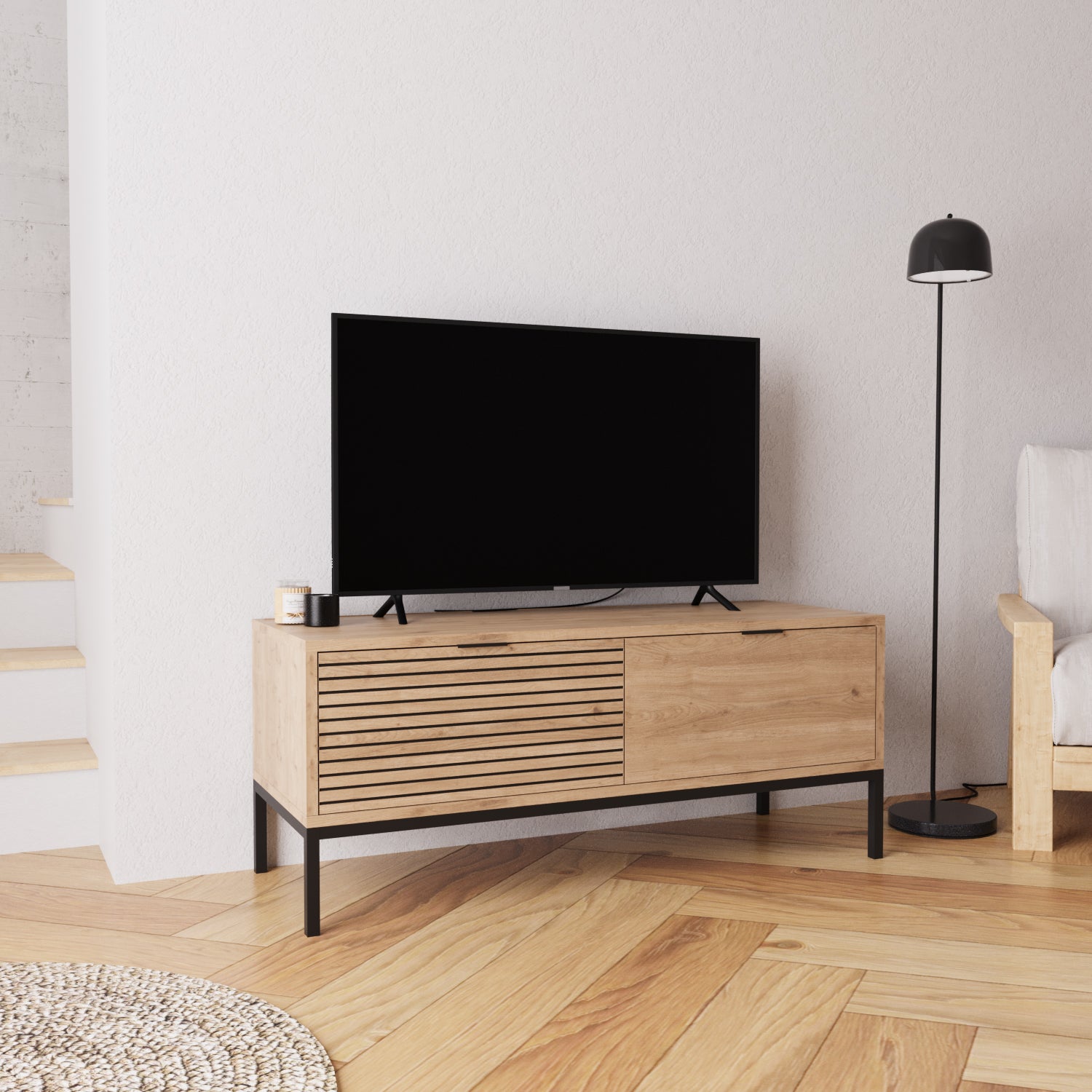 Bimossa B0060 Alya Ahşap Görünümlü TV Sehpası 120 cm 2 Çekmeceli Modern Salon TV Ünitesi