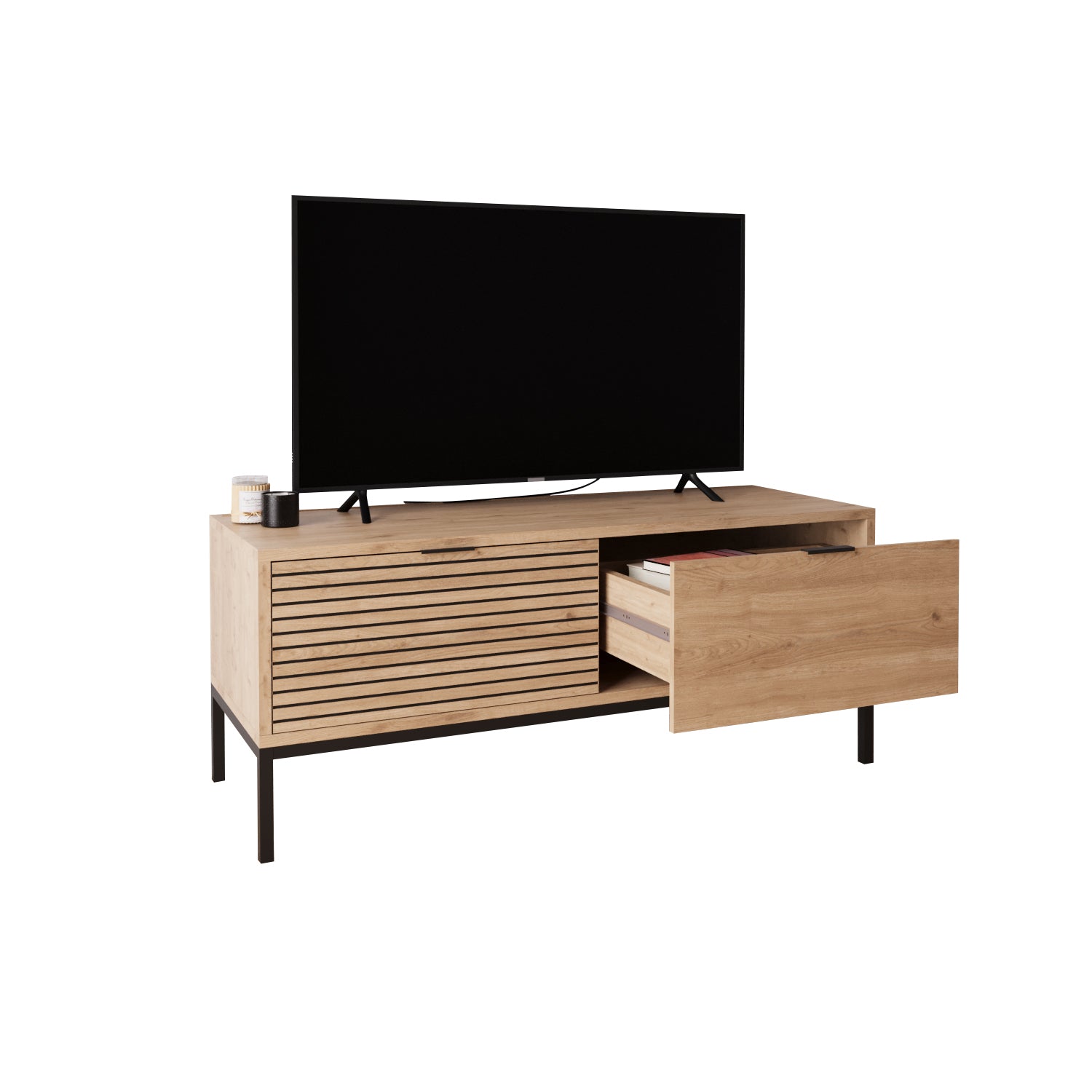Bimossa B0060 Alya Ahşap Görünümlü TV Sehpası 120 cm 2 Çekmeceli Modern Salon TV Ünitesi