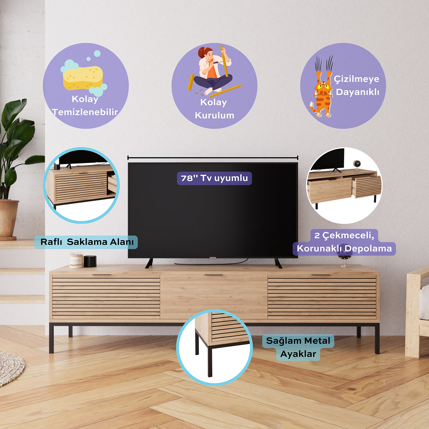 Bimossa E0060 Alya Tv Sehpası 180 cm