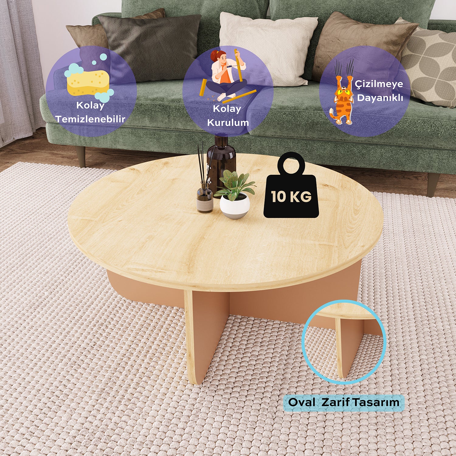 Bimossa O41 Beca Orta Sehpa 80 cm