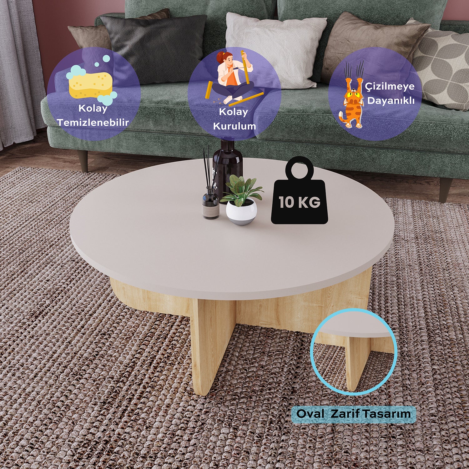 Bimossa O41 Beca Orta Sehpa 80 cm