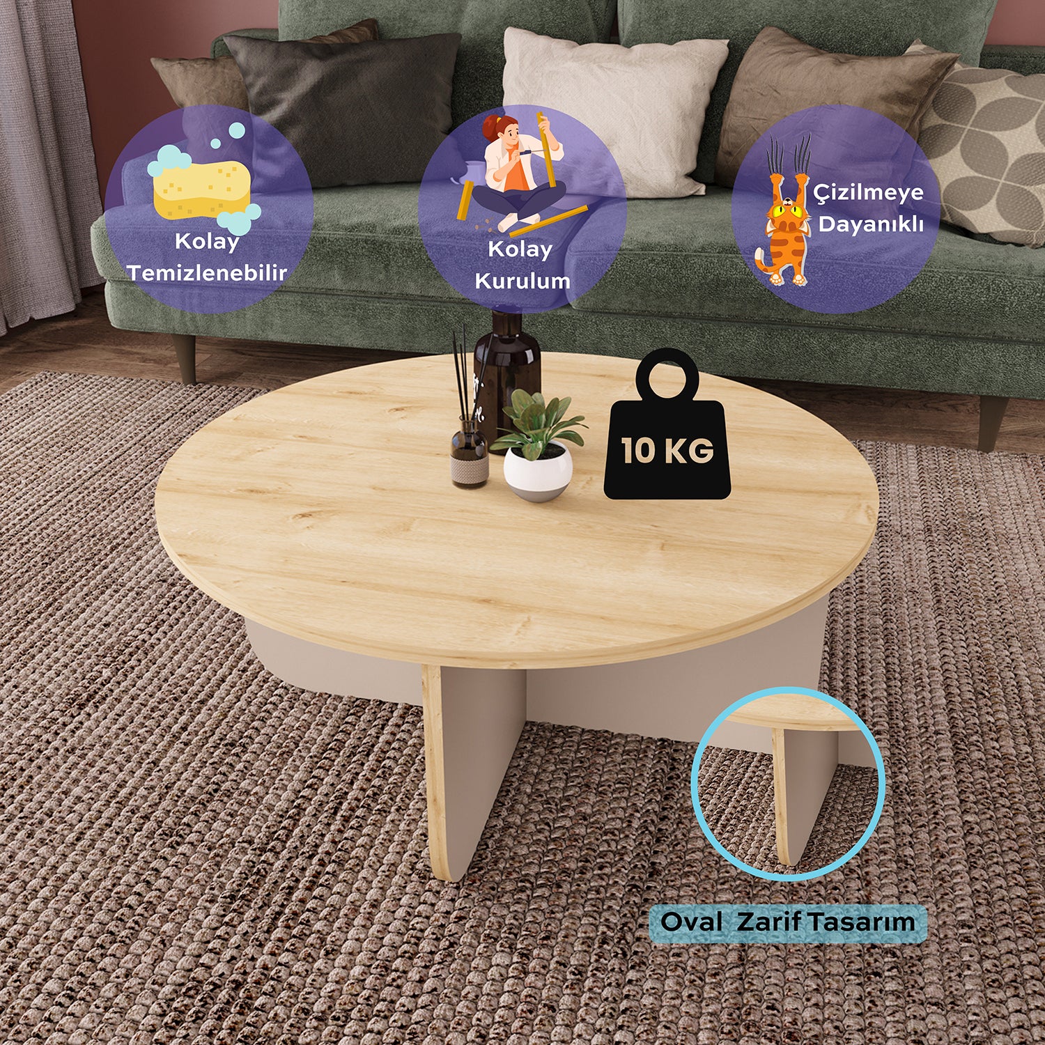 Bimossa O41 Beca Orta Sehpa 80 cm