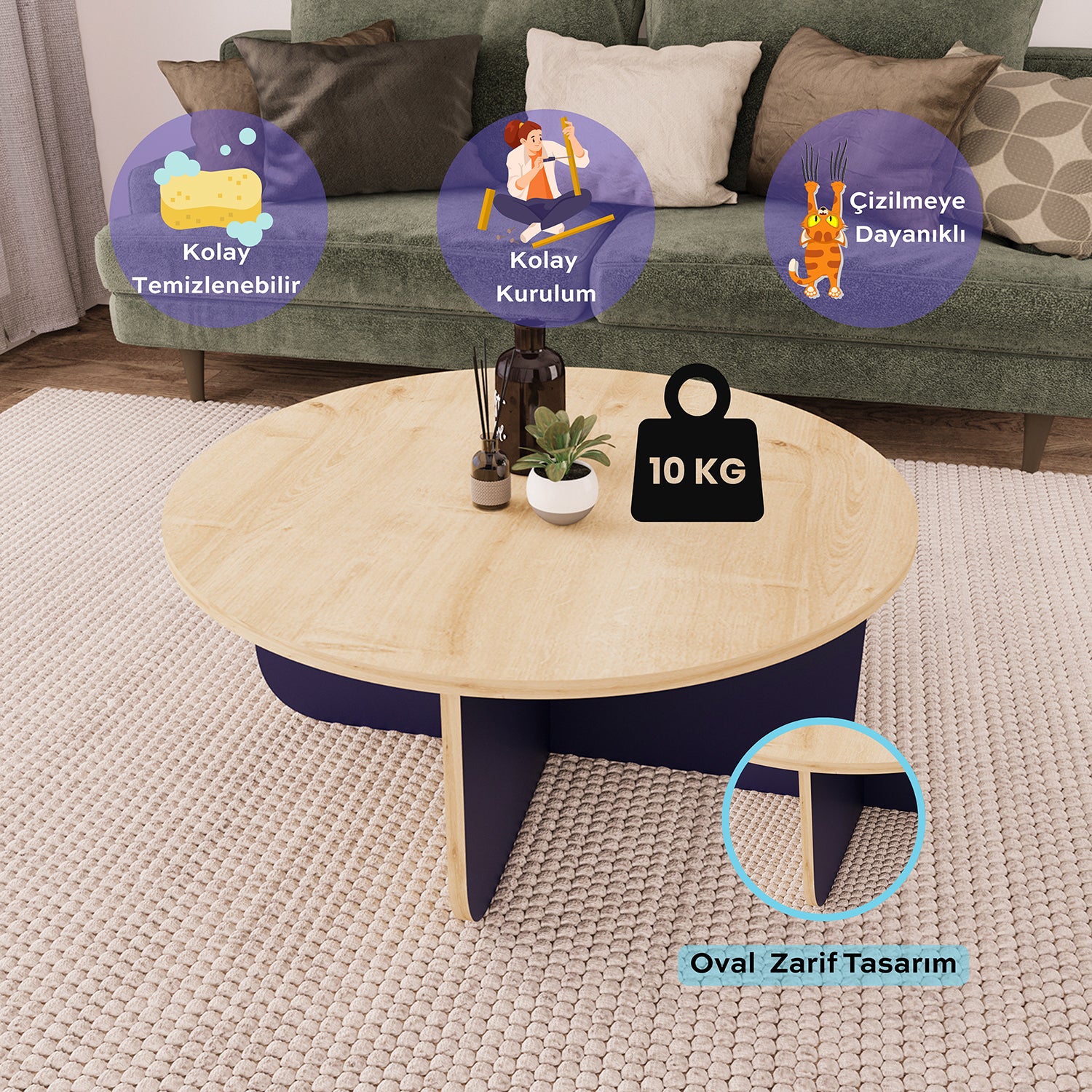 Bimossa O41 Beca Orta Sehpa 80 cm