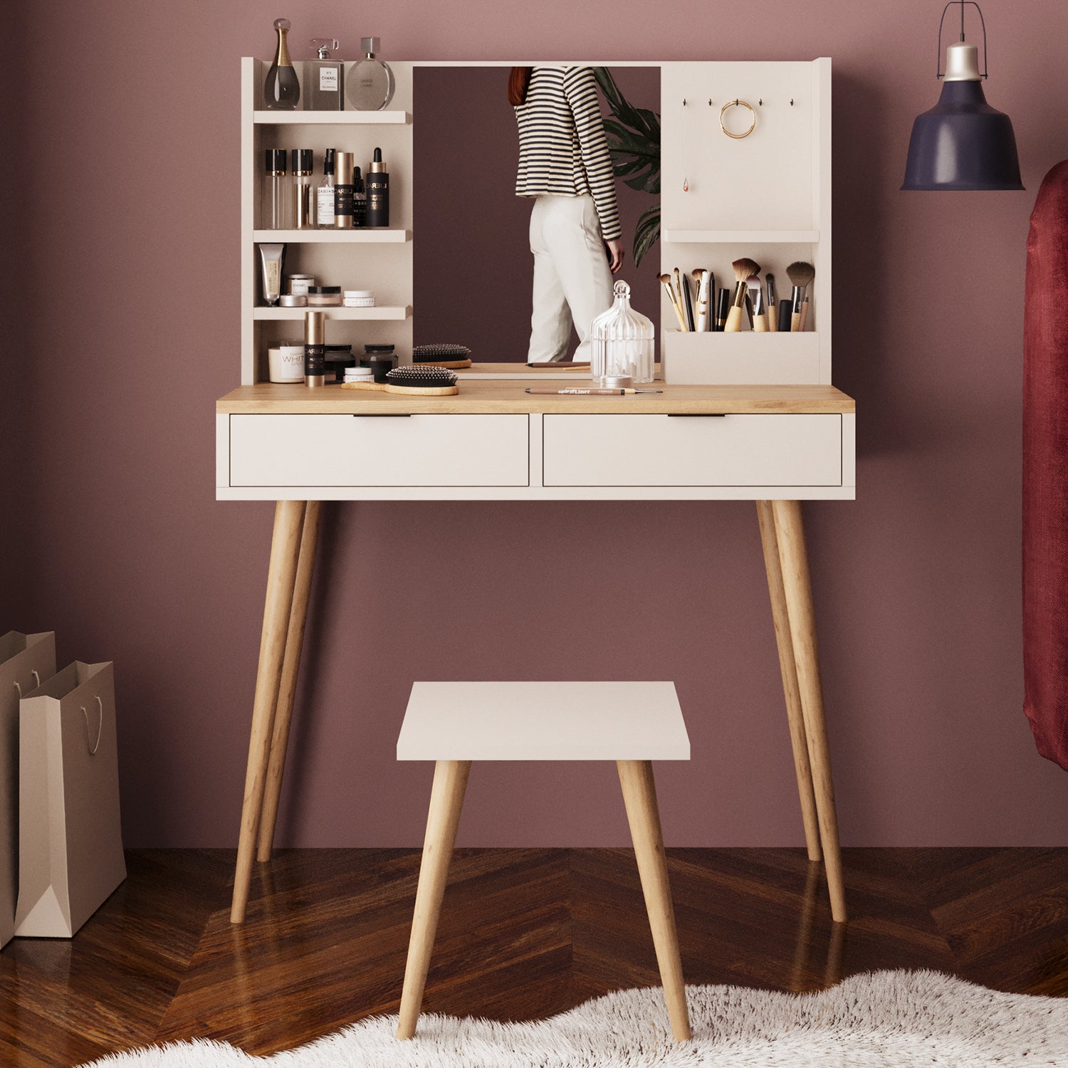 Bimossa V40 Bella Tabureli Makyaj Masası