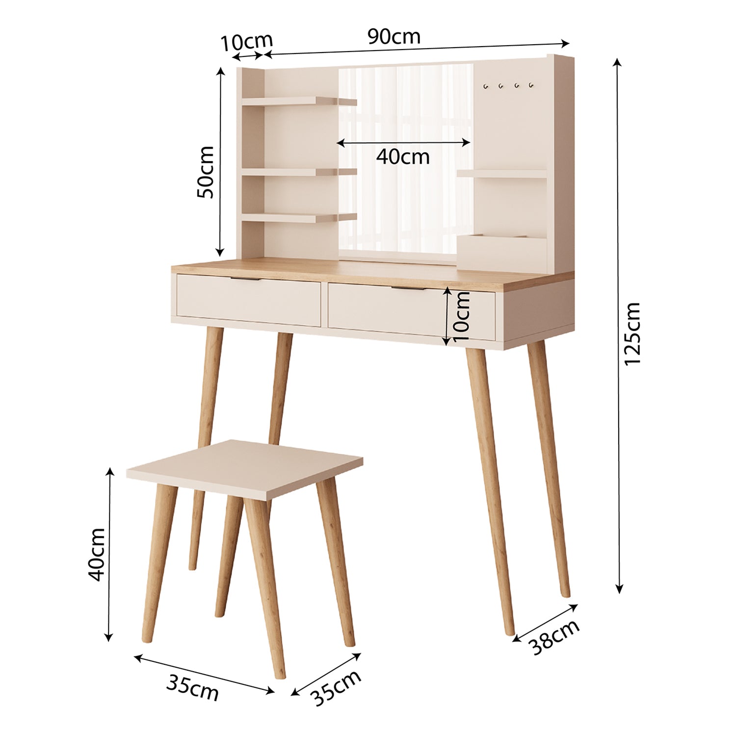 Bimossa V40 Bella Tabureli Makyaj Masası