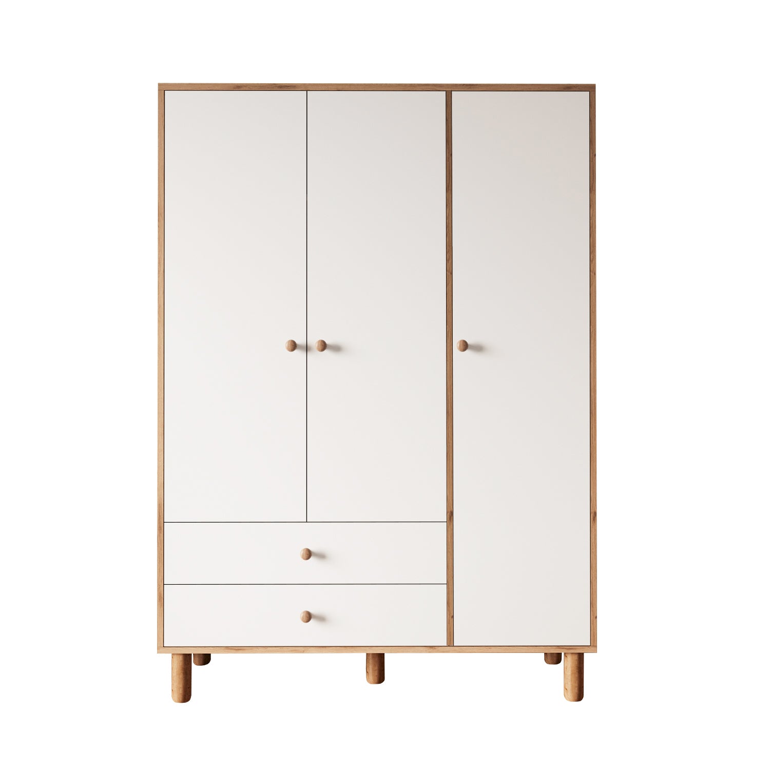 Bimossa KG30 Bunny 120 cm, 3 Kapaklı Gardırop, 2 Çekmeceli Yüksek Ayaklı Çocuk Odası Gardırobu