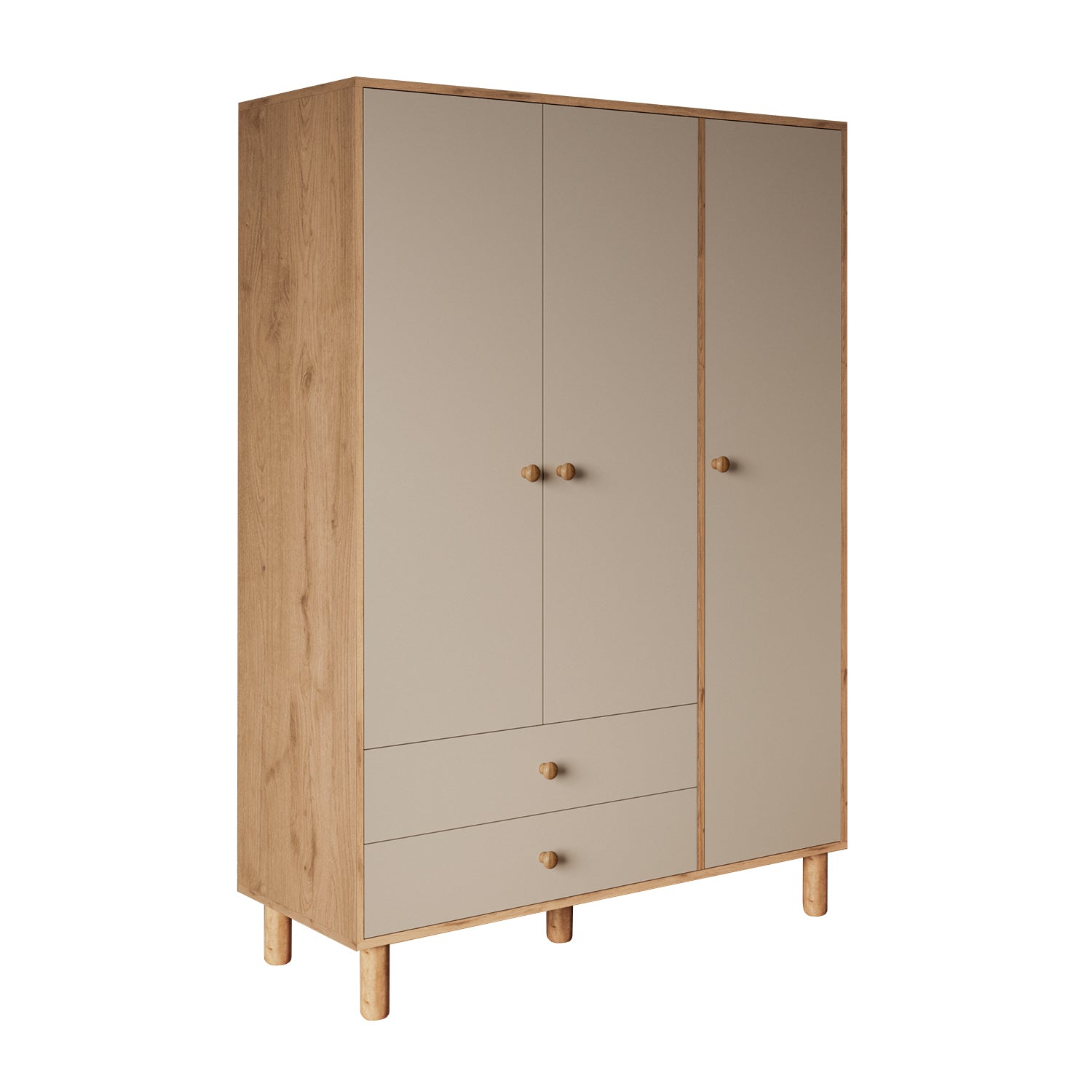 Bimossa KG30 Bunny 120 cm, 3 Kapaklı Gardırop, 2 Çekmeceli Yüksek Ayaklı Çocuk Odası Gardırobu