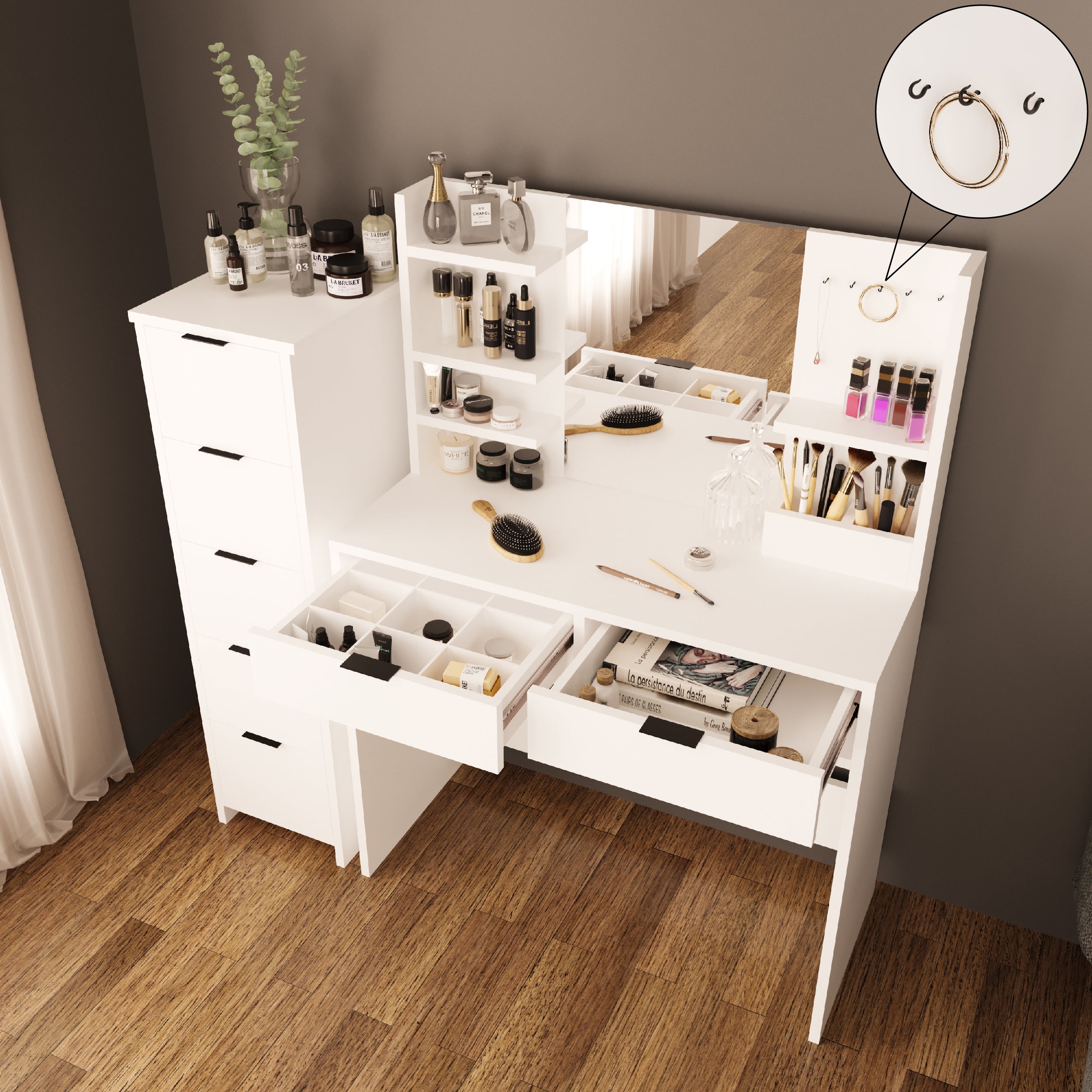 Bimossa T50 Diena Çekmeceli Dolaplı Makyaj Masası