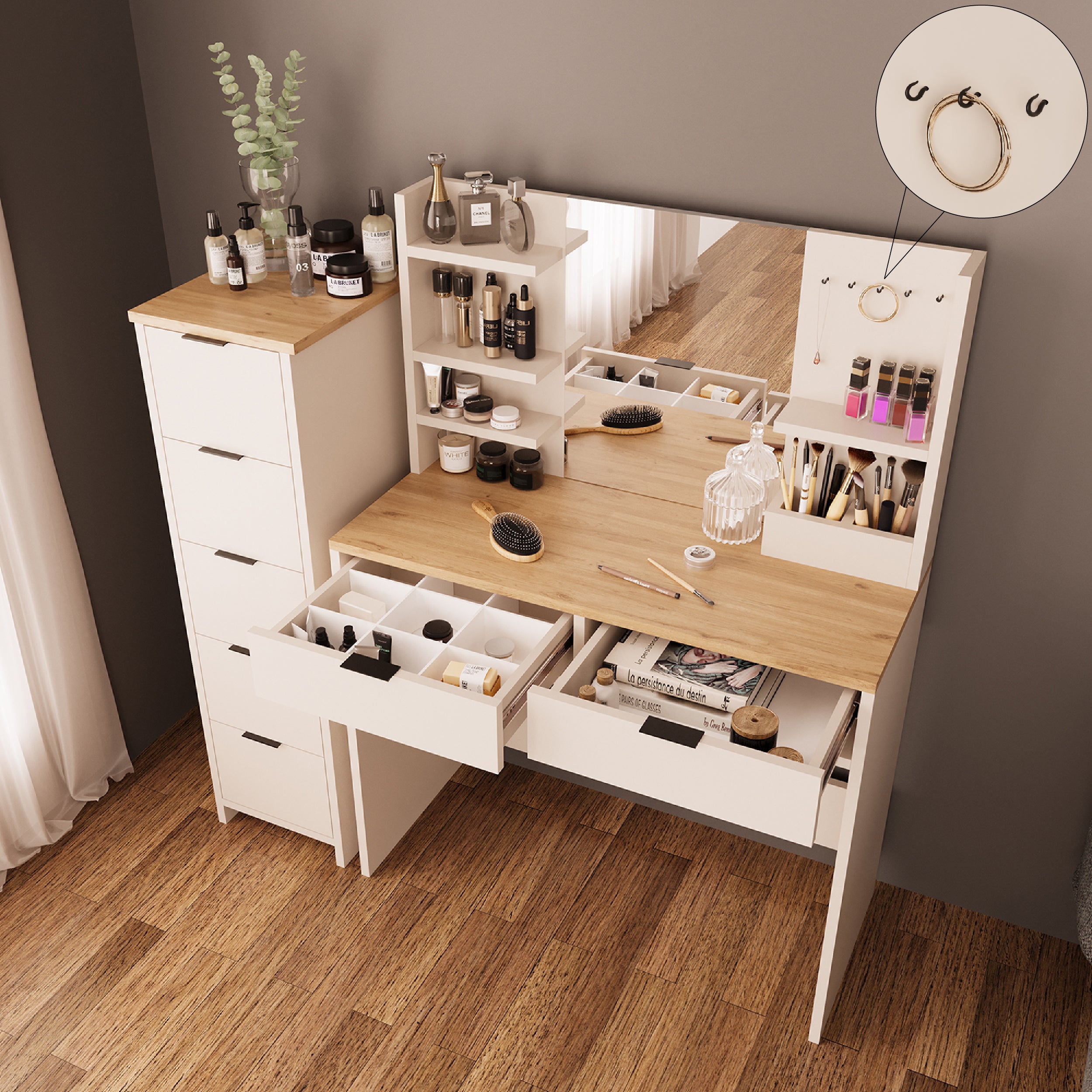 Bimossa T50 Diena Çekmeceli Dolaplı Makyaj Masası