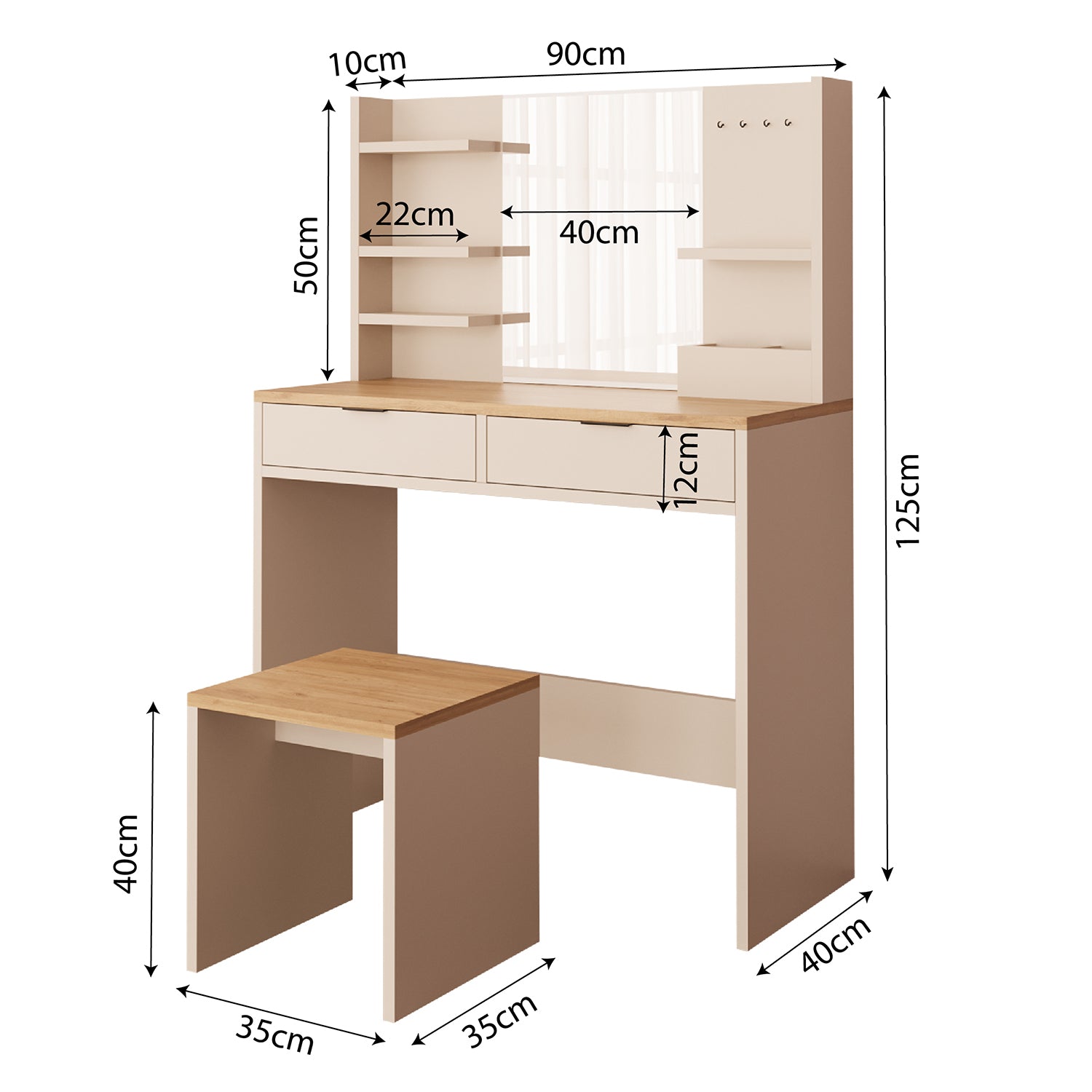 Bimossa V50 Diena Tabureli Makyaj Masası