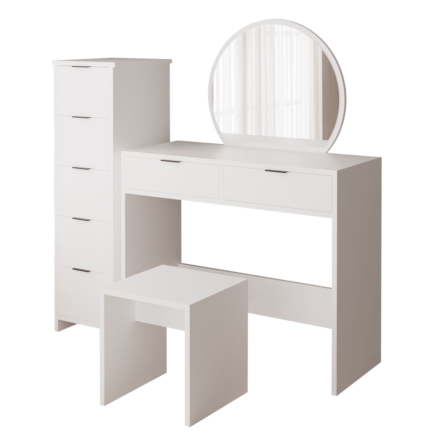 Bimossa U20 Flora Çekmeceli Dolaplı Tabureli Makyaj Masası