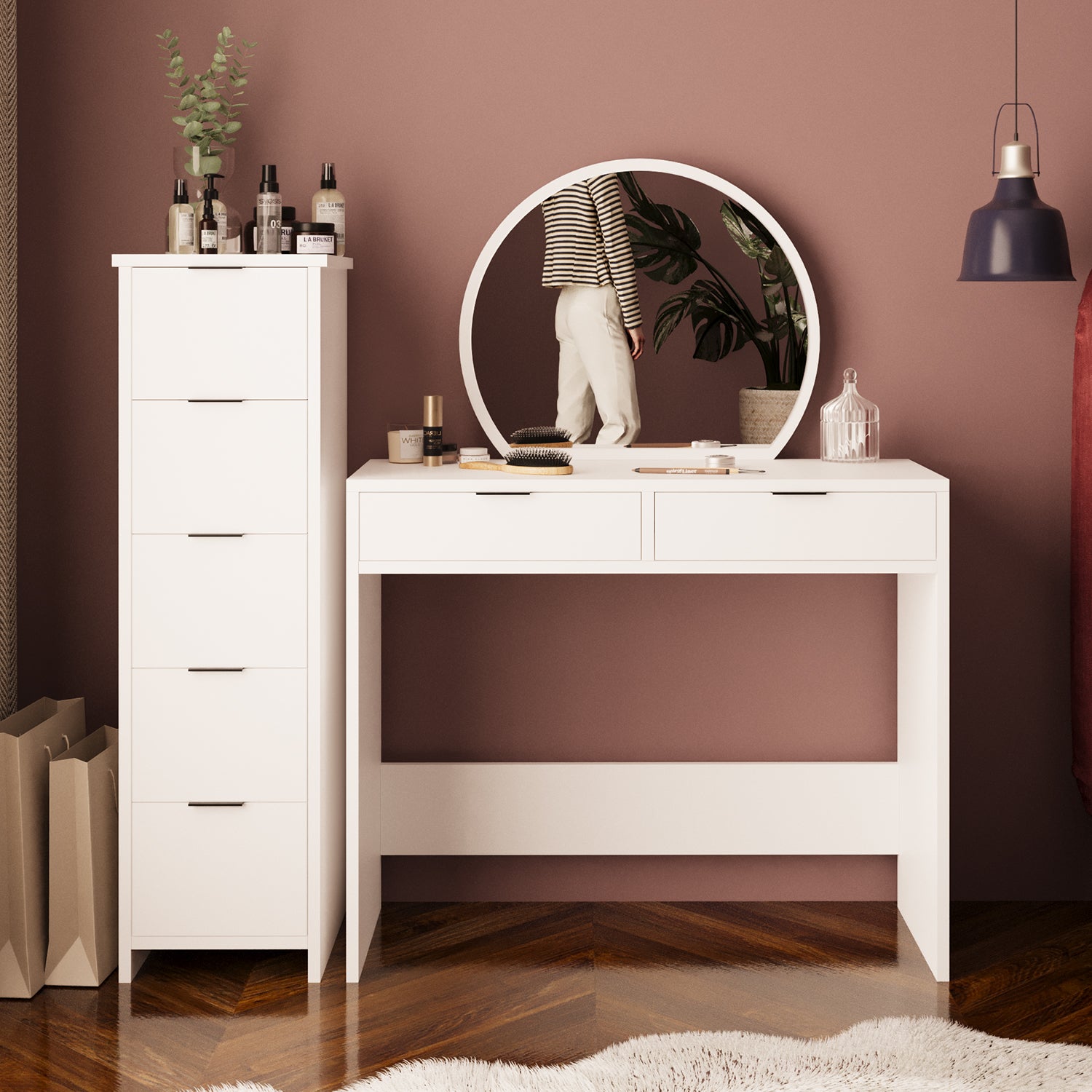 Bimossa T20 Flora Çekmeceli Dolaplı Makyaj Masası