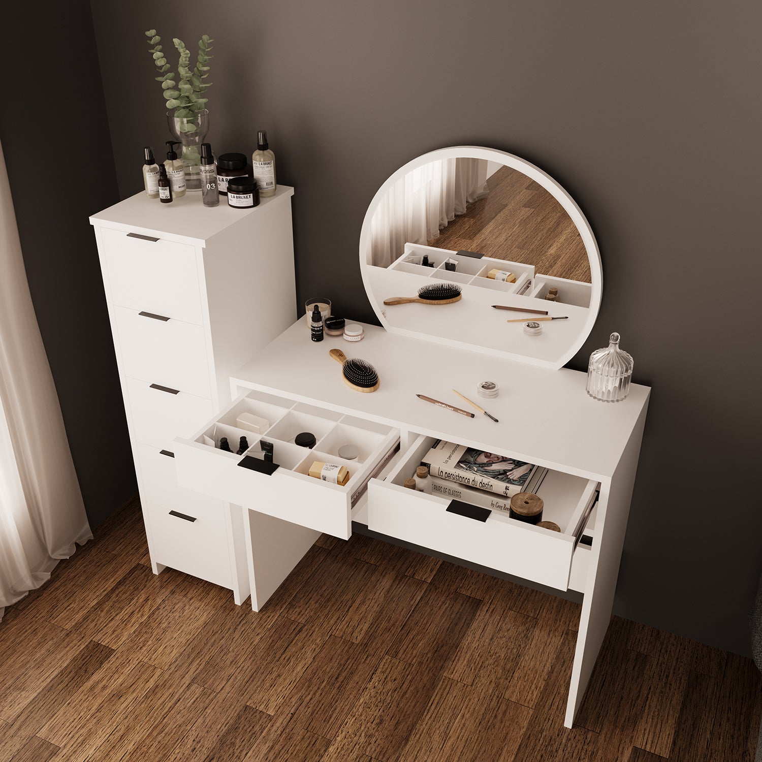 Bimossa T20 Flora Çekmeceli Dolaplı Makyaj Masası