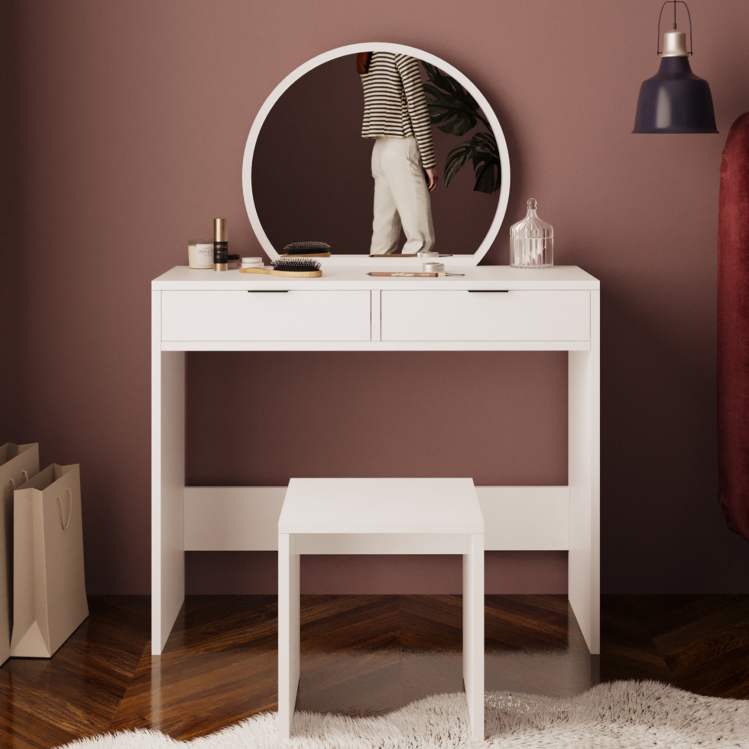 Bimossa V20 Flora Tabureli Makyaj Masası