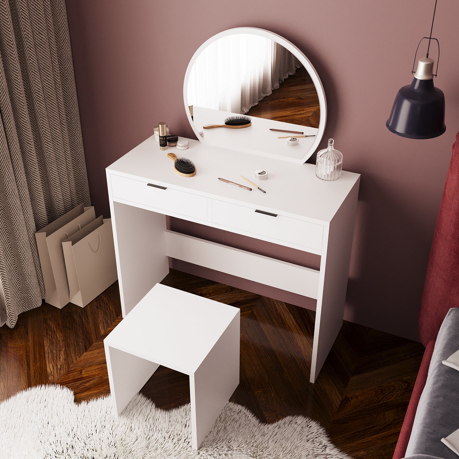 Bimossa V20 Flora Tabureli Makyaj Masası