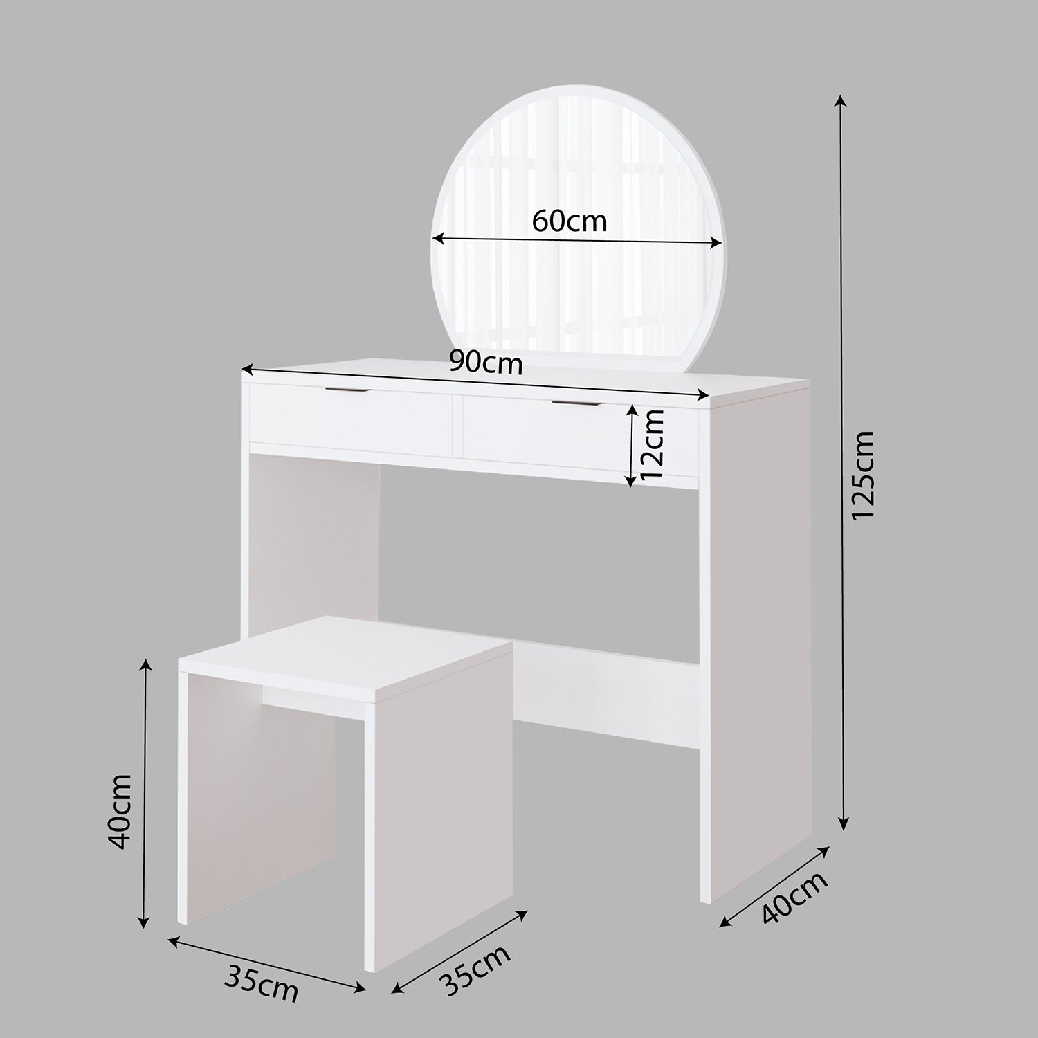 Bimossa V20 Flora Tabureli Makyaj Masası