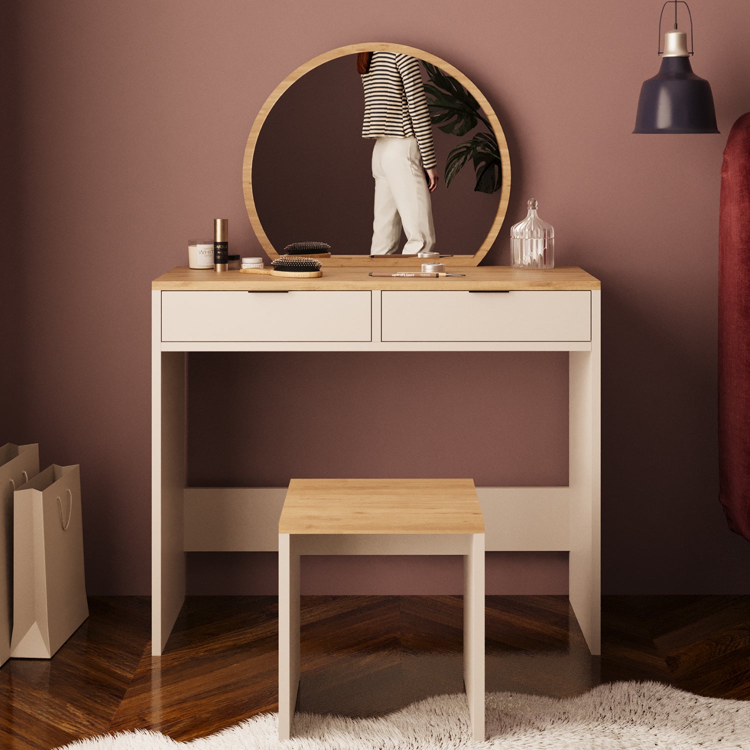 Bimossa V20 Flora Tabureli Makyaj Masası