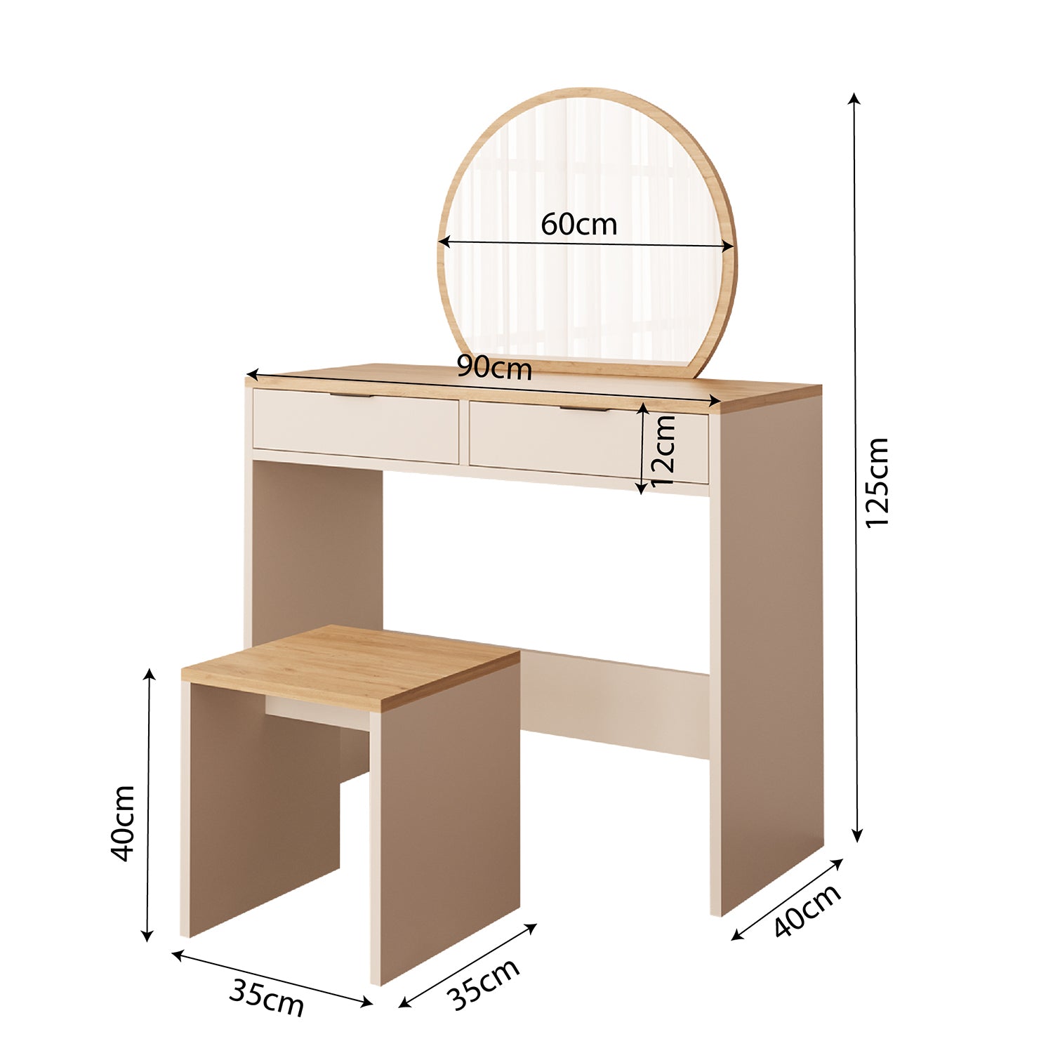 Bimossa V20 Flora Tabureli Makyaj Masası