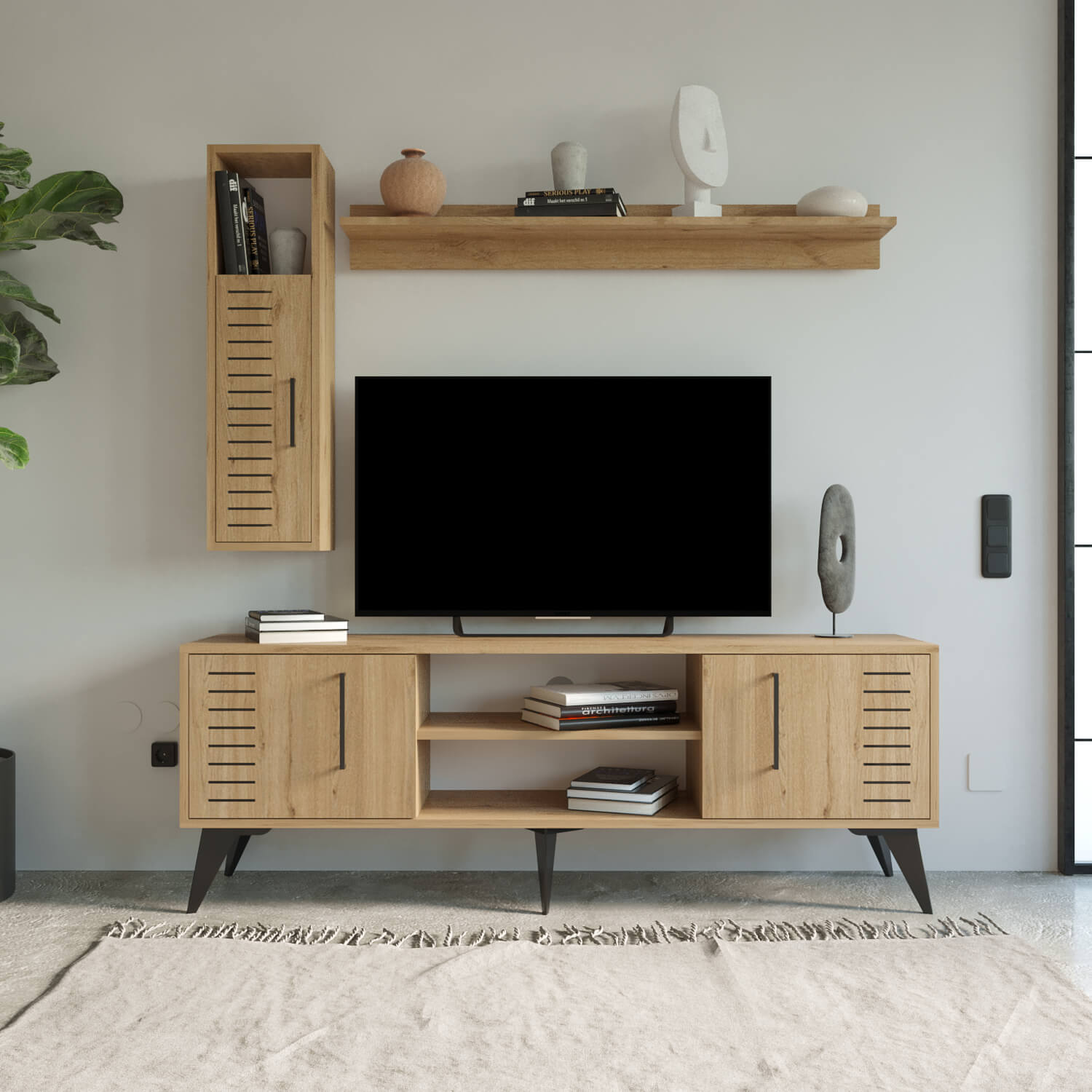 Bimossa G35 Karla Tv Ünitesi Raflı Ve Dolaplı