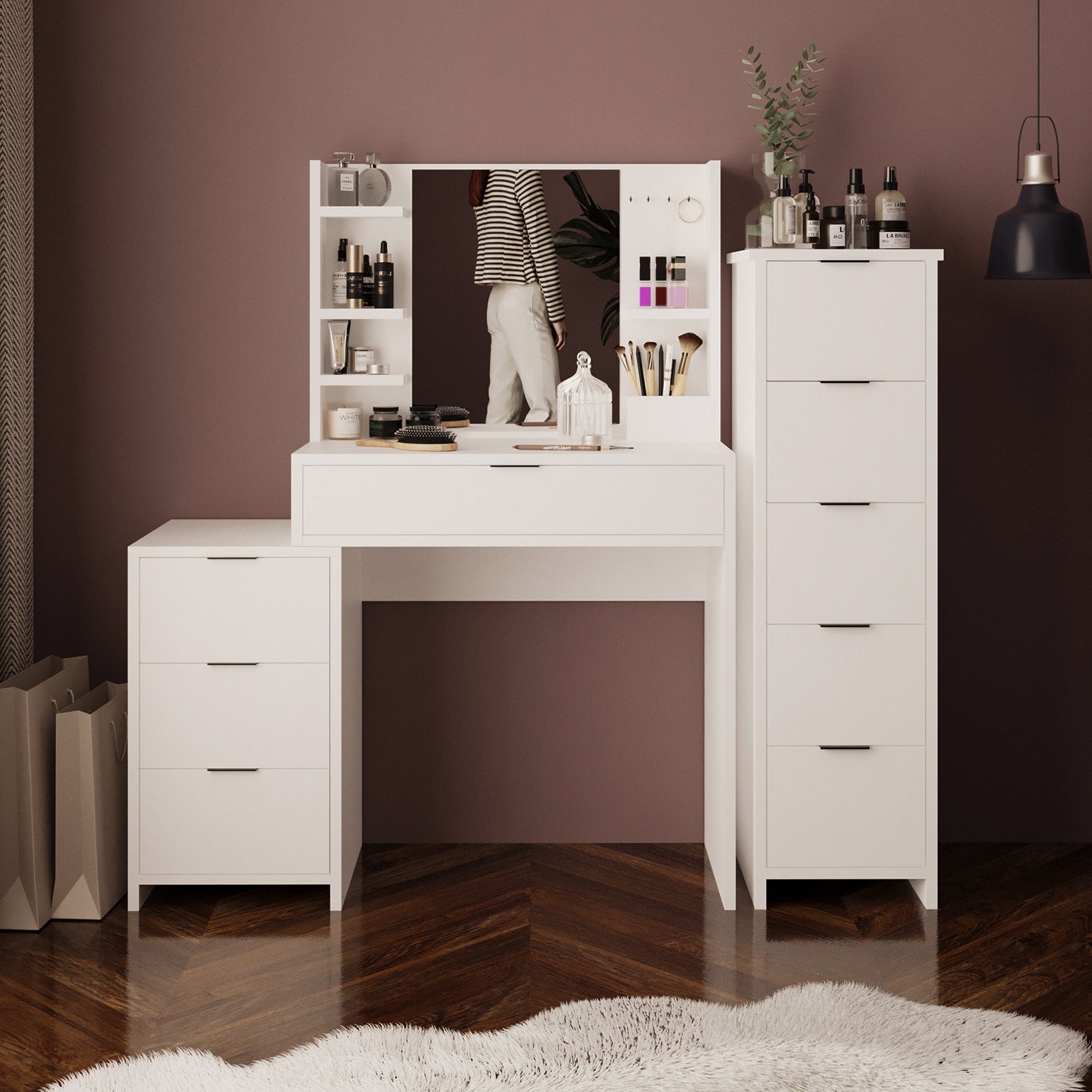 Bimossa T30 İzabel Çekmeceli Dolaplı Makyaj Masası