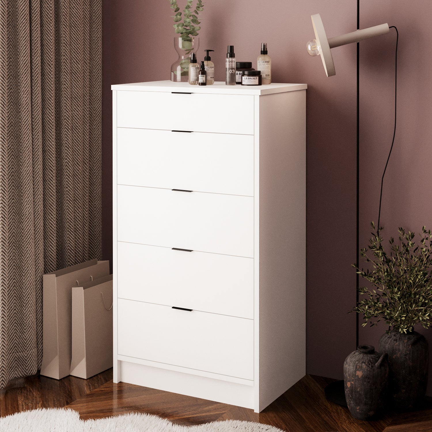 Bimossa N20 Valera 5 Çekmeceli Geniş Şifonyer, Modern Yatak Odası Dolabı, Çekmeceli Düzenleyici