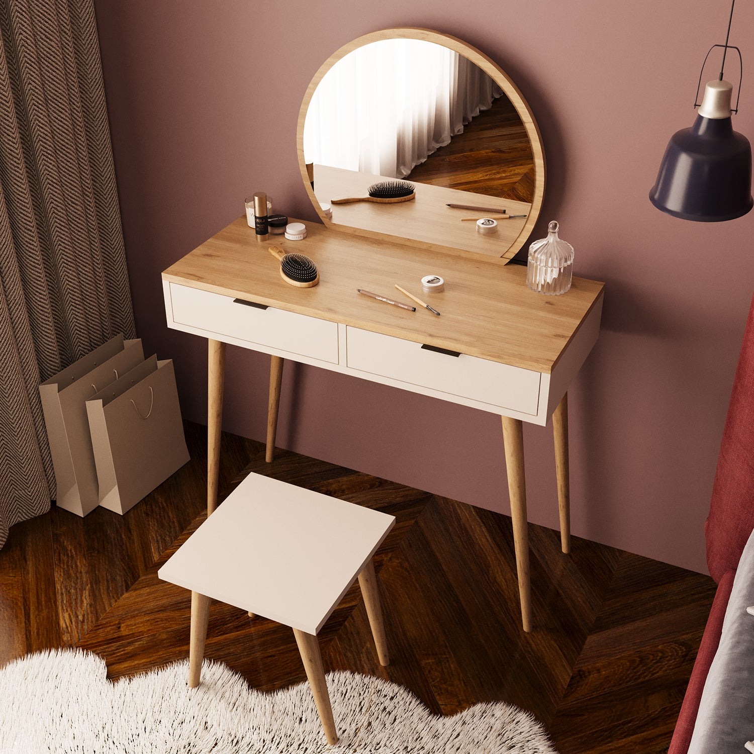 Bimossa V10 Lucy Tabureli Makyaj Masası