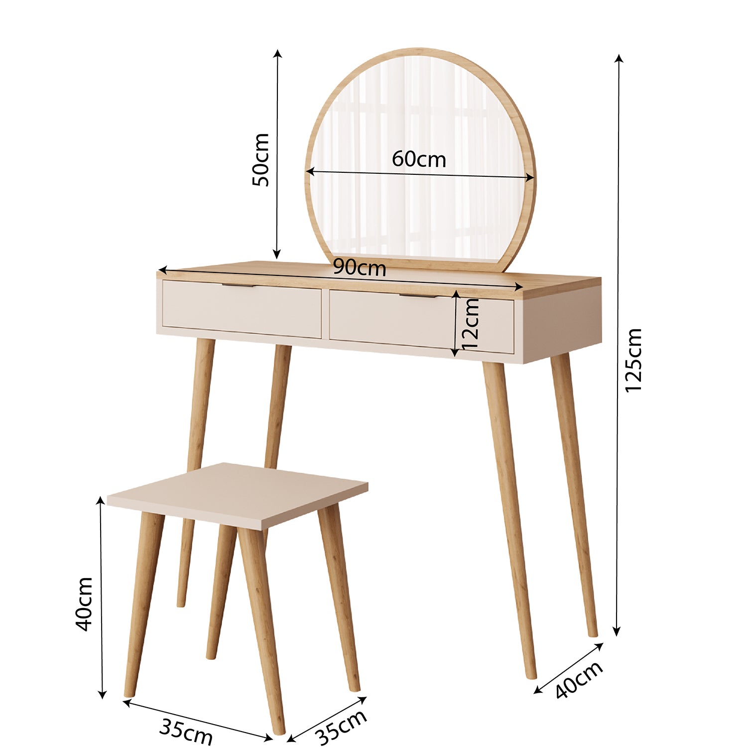 Bimossa V10 Lucy Tabureli Makyaj Masası