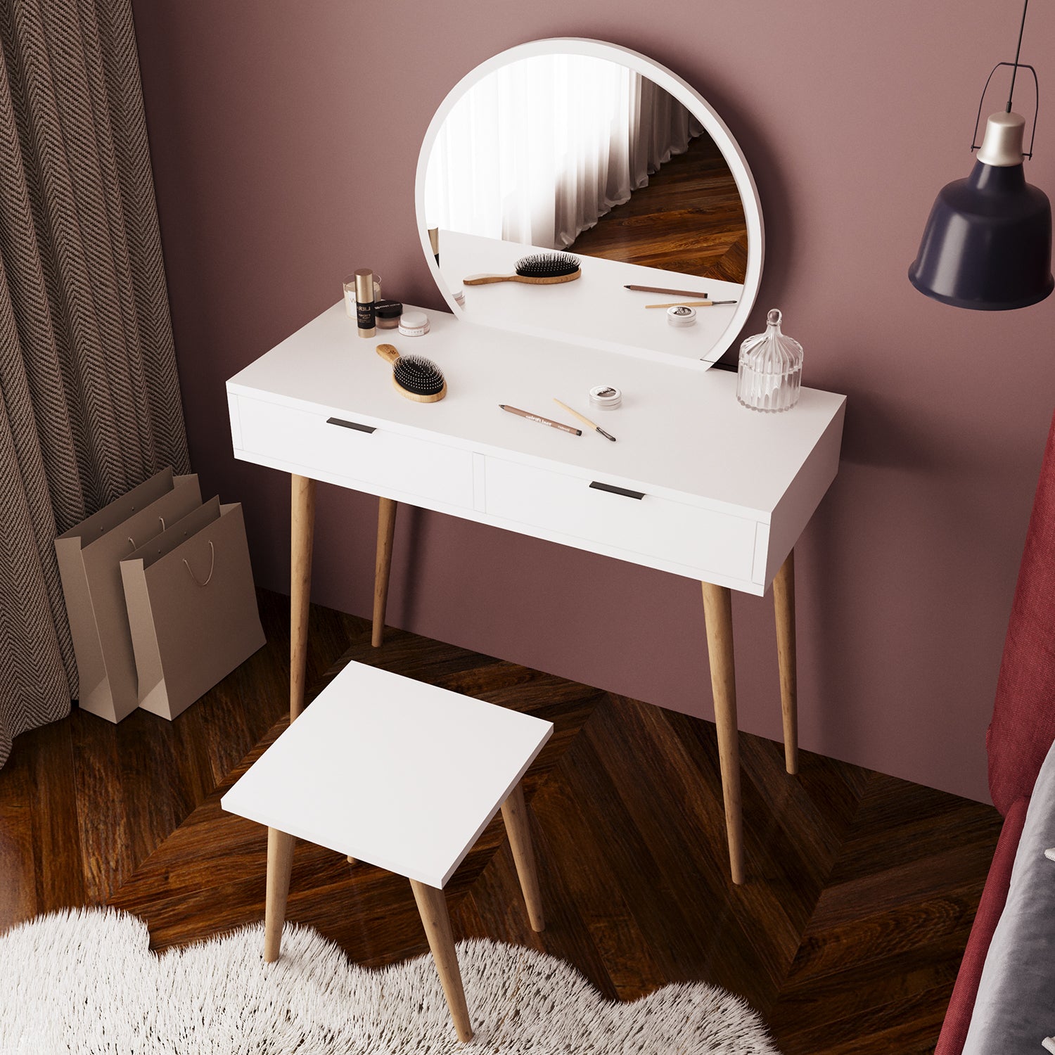 Bimossa V10 Lucy Tabureli Makyaj Masası