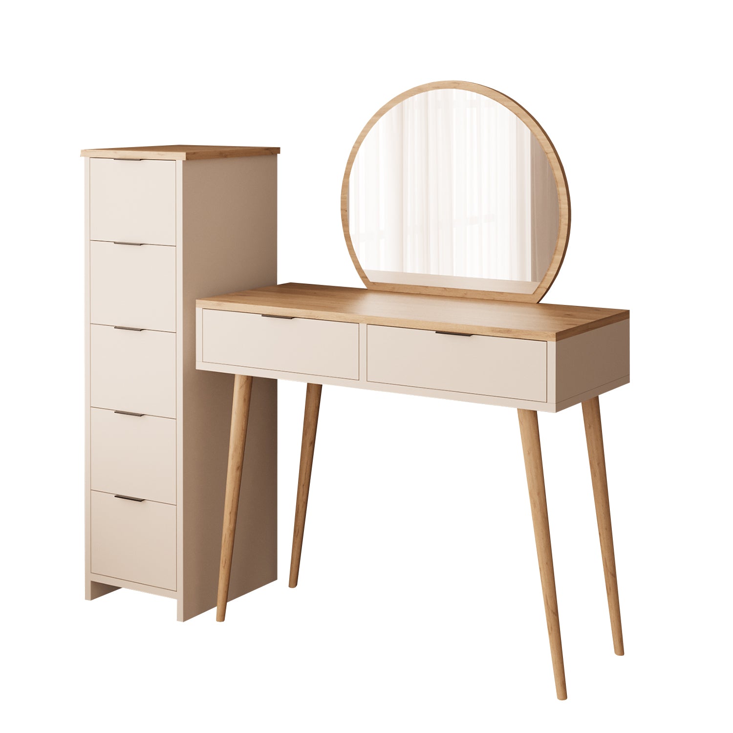 Bimossa T10 Lucy Çekmeceli Dolaplı Makyaj Masası