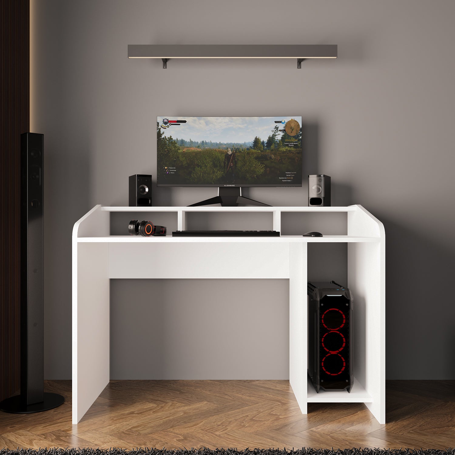 Bimossa S8381 Nova Kasalı Oyuncu Masası Beyaz, Gaming & Bilgisayar & Çalışma Masası 117 cm