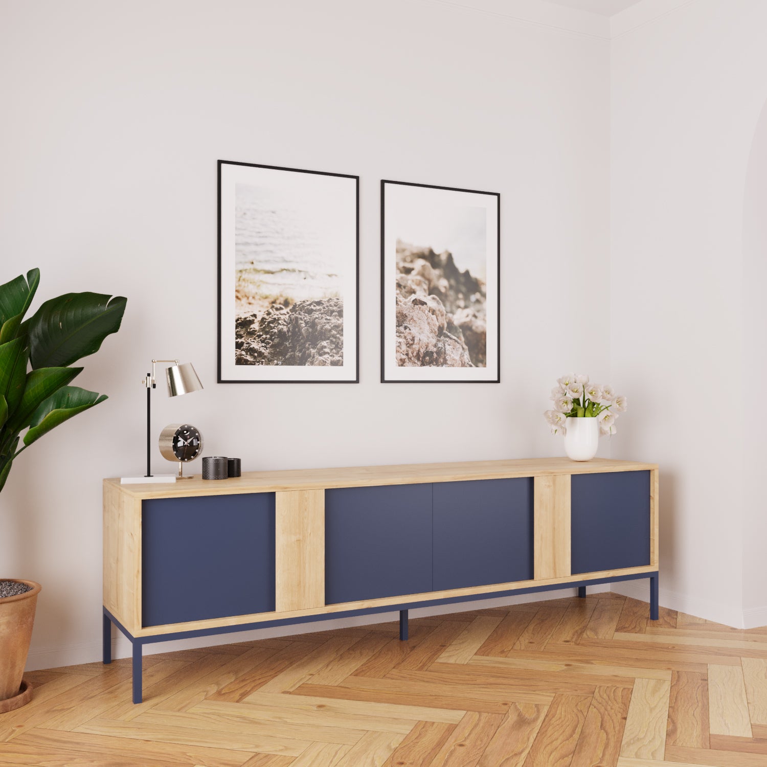 Bimossa E33 Soho TV Ünitesi 180 cm 4 Kapaklı Modern Salon Televizyon Ünitesi