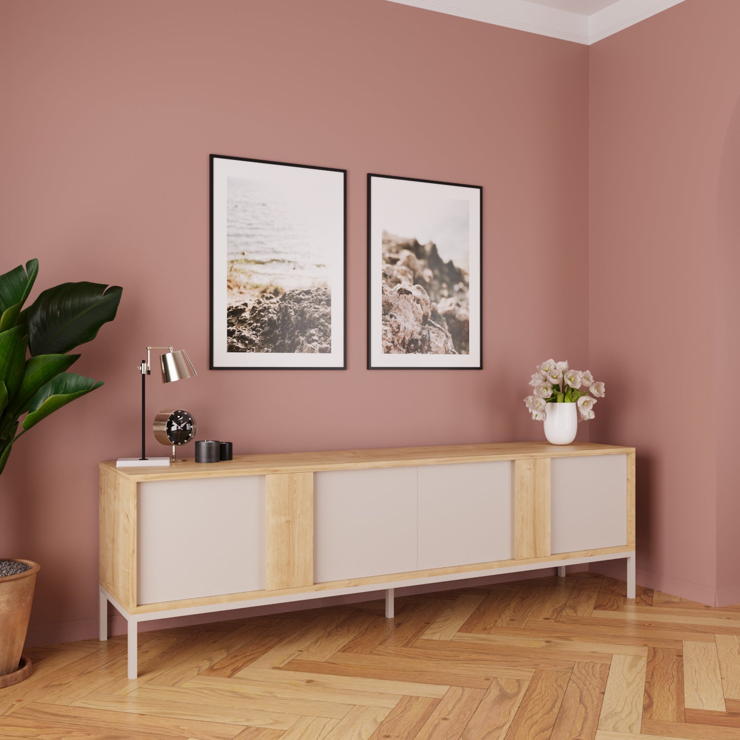 Bimossa E33 Soho TV Ünitesi 180 cm 4 Kapaklı Modern Salon Televizyon Ünitesi