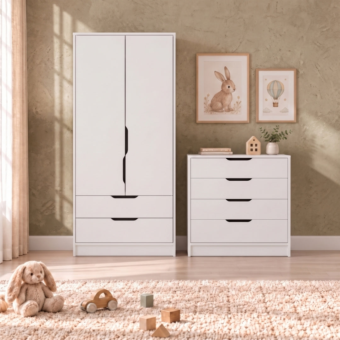 Bimossa TK22 Winnie 2 Kapaklı Gardırop ve 4 Çekmeceli Şifonyer Çocuk Odası Takımı