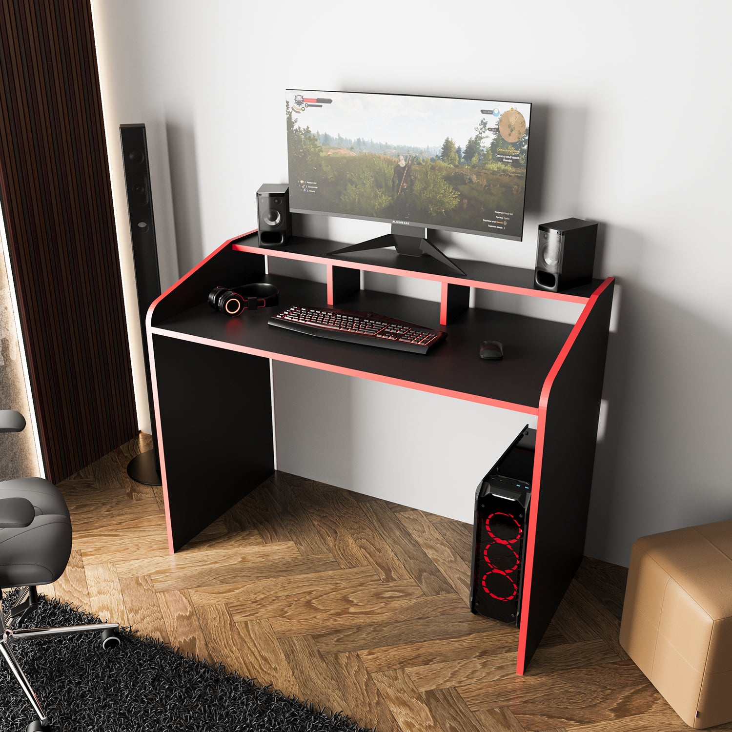 Bimossa S8280 Zuko Oyuncu Masası Siyah Kırmızı 117 cm & Gamer Bilgisayar Masası