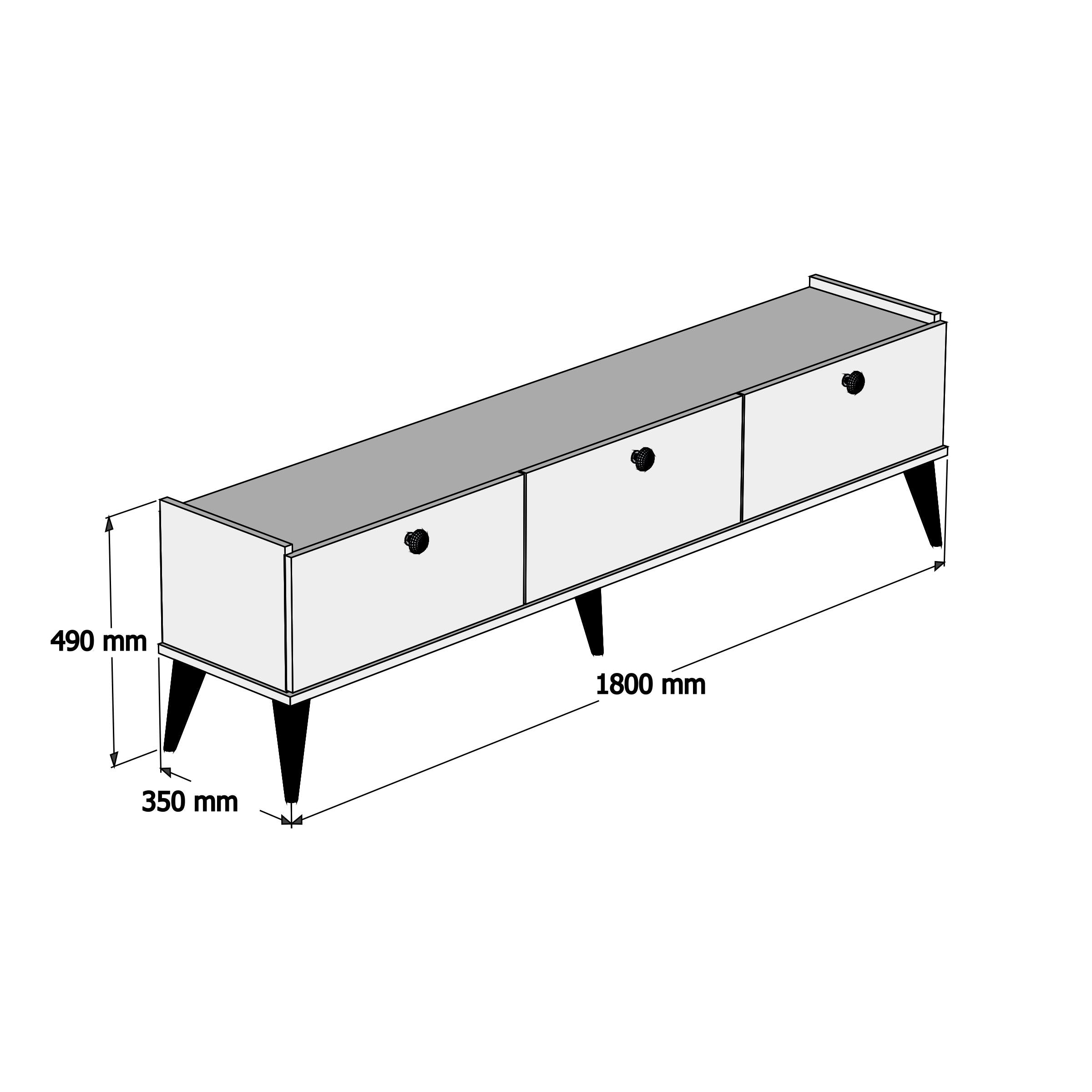 Bimossa E3610 Sümer Tv Ünitesi 180cm. Lidya/Mermer
