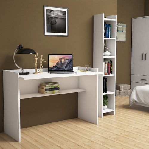 Bimossa T6040 Gülbahar Beyaz Çalışma Masası Kitaplıklı 118 cm