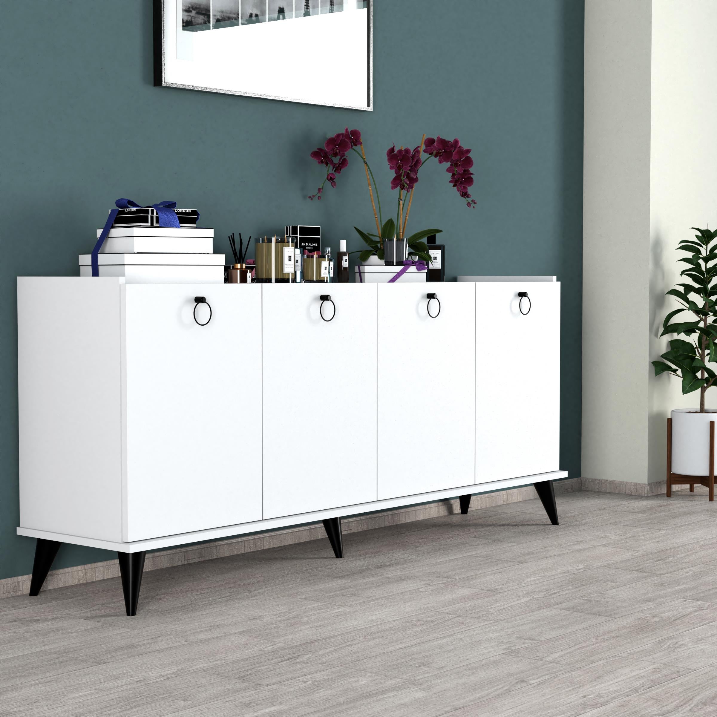 Bimossa H4010 Vesta Konsol 180.cm Siyah Detaylı Beyaz