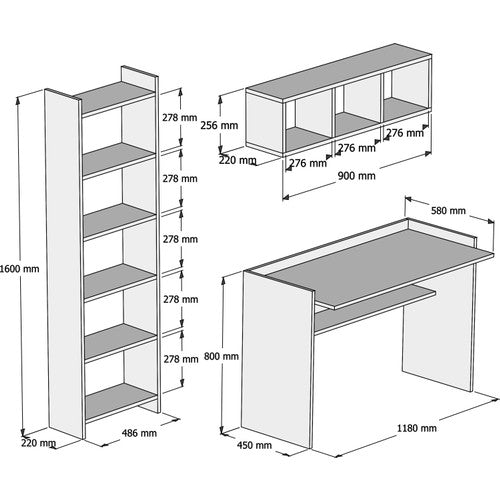 Bimossa U70 Hürrem Kitaplık ve Raflı Çalışma Masası