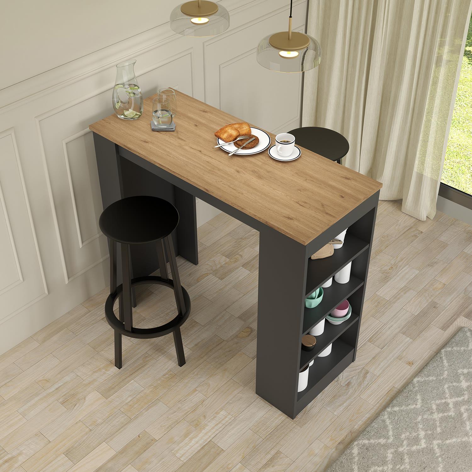 Bimossa L1030 Falez Bar Masası Antrasit-Sepet