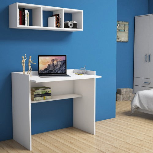 Bimossa V1040 Nakşidil Beyaz Çalışma Masası Raflı 90 cm